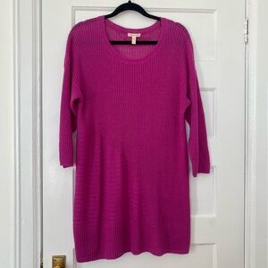 Eileen Fisher magenta ribbed knit tunic top sweater